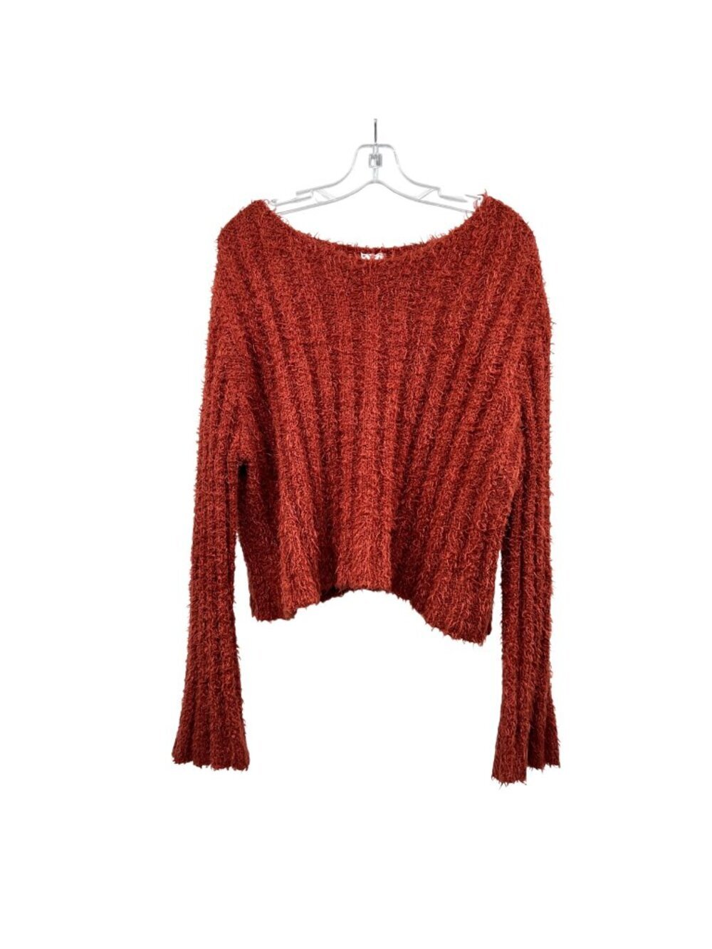 Sadie & Sage Women Cropped Sweater Fuzzy Knit Burnt Orange Size Large